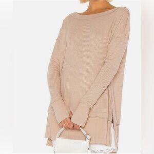 We The Free North Shore Long Sleeve Thermal Knit Tunic Top Sand